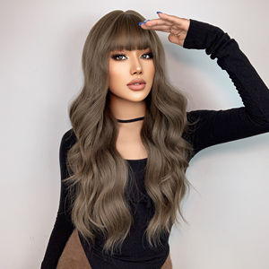 Live <span class=keywords><strong>Action</strong></span> Photo Brun Foncé Obrem Africain Bouclés Vague Mat Mélange Haute Densité Résistant À La Chaleur Fibre Layered <span class=keywords><strong>Perruque</strong></span> - Product Image 3