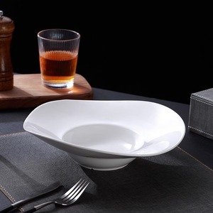 Mũ Rơm Hình Dạng 10/12 Inch Gốm Sứ Tấm Rộng Trắng Bữa Ăn Tối Sứ Gốm Pate Cho Súp Cho Nhà Hàng - Product Image 4