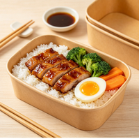 Boîte à emporter rectangulaire jetable en papier kraft, résistante à l'huile, compatible micro-ondes, pour restaurant, restauration rapide, aliments pour bébés, Shandong