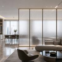Ultra Clear Fluted Glass Panel with White Dot Pattern Decorative Reeded Glass Partition Wall for Home Office Room Divider