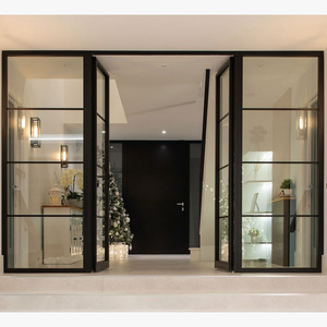 2024 phong cách hiện đại kính và thép cửa trước lưới thiết kế cửa kính khung gird cửa - Product Image 2