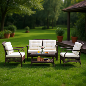 Ensemble de jardin en rotin 4 pièces avec housse de protection pour conversation - Product Image 2