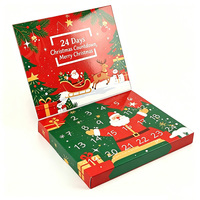 Factory Custom 24 Days Christmas Advent Calendar Empty Box Perforated Window for Cosmetic Jewelry Chocolate Packaging Box