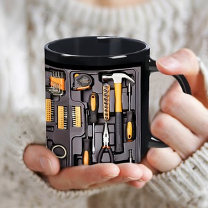 Taza de Café con Diseño Creativo en Forma de Caja de Herramientas, Taza de Cerámica Negra <span class=keywords><strong>para</strong></span> Mecánicos, Taza de Regalo con Logotipo Personalizado - Product Image 1