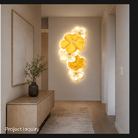 Décoration murale LED Fleur d'orchidée jaune, Art lumineux botanique vertical pour Chambres, Suites d'hôtel, Salons, Réceptions et Espaces contemporains