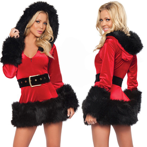 Adultos Mujeres Invierno Navidad Poliéster Fancy Sexy <span class=keywords><strong>Santa</strong></span> <span class=keywords><strong>Claus</strong></span> Sudadera con capucha Cosplay Disfraz para puesta en escena - Product Image 6