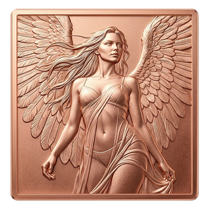 Lingotto da Collezione Angel Woman 5 oz in Rame Puro 999, Barra Quadrata con Dea Alata in Rilievo 3D, Vendita all'Ingrosso - Product Image 1