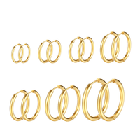Aros de Acero Inoxidable, Pequeños, Dorados, Clásicos, para Mujeres y Hombres, Tamaños Interiores de 8/10/12/14/16/18/20 mm