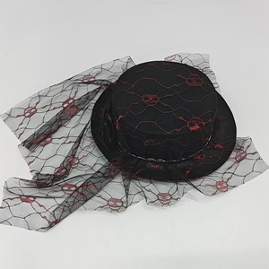 Sombrero de Copa de Malla con Diseño de Calavera para Halloween, Negro, Unisex, para Actuaciones Escénicas, Transpirable, con Protección Solar, de Poliéster, Alto - Product Image 5