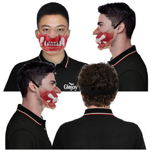 Masque en latex effrayant demi-visage, mâchoire de monstre d'horreur avec dents pour Halloween, maison hantée, escape room, costume personnalisé - Product Image 5