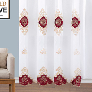 Fancy Flannel Khâu Thêu Rèm Với Đính Kèm Valance Và Chất Lượng Sheer Chấp Nhận Thiết Kế Hoa Văn Cho Nhà - Product Image 4