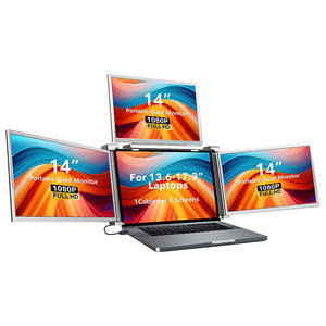 Ba Màn hình máy tính xách tay 14 inch màn hình di động mở rộng 4 màn hình Màn hình bol bán nóng 1 cáp kết nối - Product Image 1
