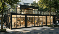Villa modulaire moderne à 2 étages avec façade en verre et balcon, maison préfabriquée détachable en conteneur pour restaurant