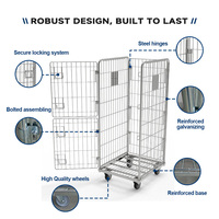 Chariot à roulettes pliable TER avec plateforme, 4 côtés, portes démontables, chariot à main, système de stockage pour atelier et usine