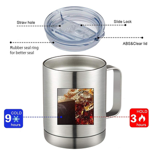 12Oz Cốc Cà Phê Với Xử Lý Thép Không Gỉ Cách Nhiệt Du Lịch Tumblers Với Trượt Nắp Đôi Tường Chân Không Cắm Trại Cốc Uống Trà - Product Image 2