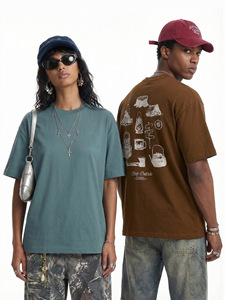 Camiseta de Manga Corta para Hombre, Verano 2026, Nueva Colección, Tejido Grueso, Estampado Montañoso, 100% Algodón, Secado Rápido, Estilo Casual - Product Image 1
