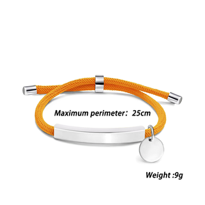 Ywaggu कस्टम स्टेनलेस स्टील कस्टम एडजस्टेबल हस्तनिर्मित ब्रेडेड स्ट्रिंग कंगन पुरुषों महिलाओं के लिए गोल खाली कंगन गोल - Product Image 6