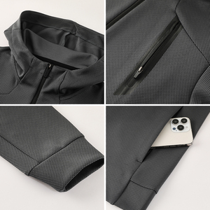 Custom Logo Zip Up Polyester Windbreaker Short Set Sweat Suit Woven Fabric Casual Long Sleeve For Men - Product Image 5