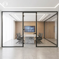 Cloison de bureau en verre monocouche Graki 90 mm avec cadre en aluminium, insonorisation 45 dB, écologique, pour espace de travail moderne et école