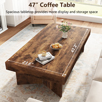 Fabricant exportateur de table de café rustique marron moderne, plateau en bois oblong de 47 pouces, pour la décoration intérieure des cafés et des cafétérias