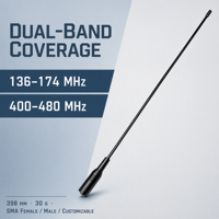 Antenne souple flexible à gain élevé GT-771 à double bande et polarisation verticale 136-174 MHz/400-480 MHz pour talkie-walkie radio portatif