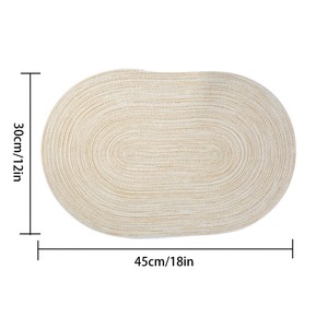Nordic Heat Insulation Placemat Oval Woven Polyester Cotton Table Mat Solid Color For Dining Use - Product Image 5