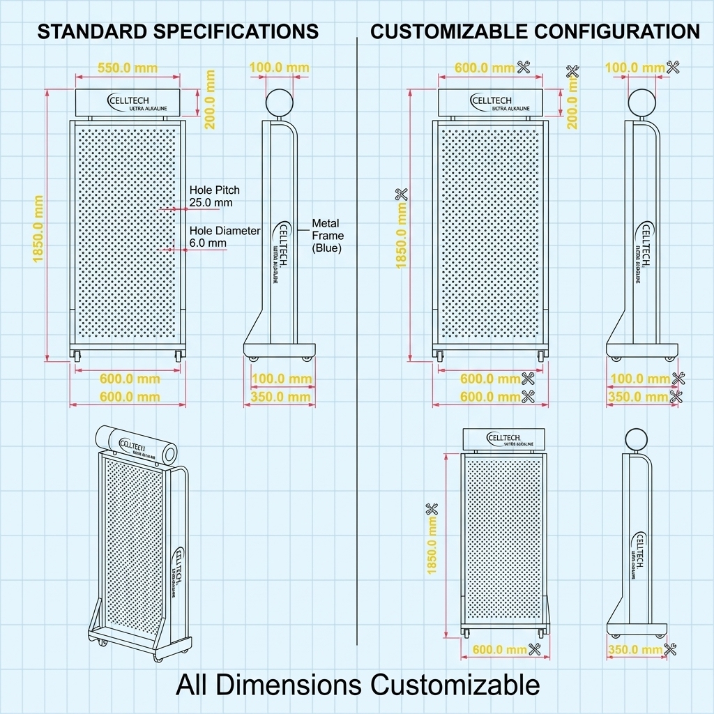 Custom Metal Battery Display Rack Floor Standing AA AAA Lithium Battery Organizer Stand Retail POS Fixture Supermarket Gondola — view 4