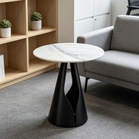 Ensemble table et chaises de réception de bureau rondes en pierre, modernes, compactes et luxueuses, pour discussions professionnelles