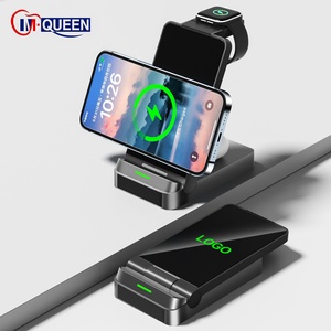 Custom Logo 15W <b>Desk</b> Power Bank Multifunction 3-in-1 Wireless Charger Station with PD Function Folding Stand for Phone - Product Image 5