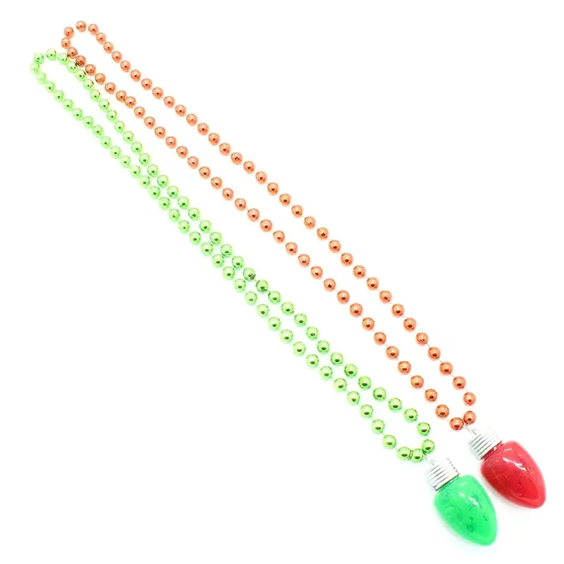 Event & Party Christmas Supplies Light Up Mardi Gras Beads Necklace With Flashing Led Drop Bulb Pendant