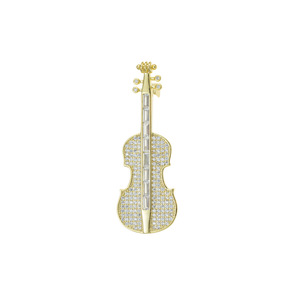Fashion Violin Brooch Zinc Alloy Micro Insert Unisex Gift Accessory - Product Image 5