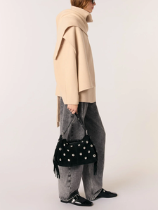 Manteau Court en Laine Double Face pour Femme, Design Personnalisé, Fermeture Boutonnée, avec Écharpe Amovible, Idéal pour l'Hiver - Product Image 4