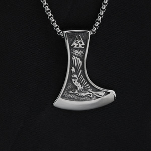 Yunnique – collier avec pendentif Viking en acier inoxydable, symbole loup celtique et triangle, bijoux à la mode pour hommes, cadeau - Product Image 2