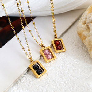 Collar de Joyería con Colgante de Piedra de Nacimiento en Acero Inoxidable 316L, Chapado en Oro de 18k, Resistente al Agua y al Deslustre, con Logotipo Personalizado para Mujer - Product Image 3