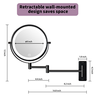 Miroir grossissant de maquillage Rechargeable à Double face, 10 fois fixé au mur, mobile et extensible de 8 pouces