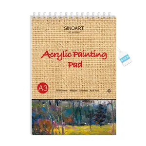 SINOART NO MOQ acrylic paint pad A3 drawing pad 30x42 10 sheets 400g/m2 top bound spiral notebook for art supplies