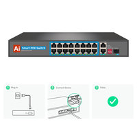 Commutateur PoE 16 ports 48V 240W OEM/ODM avec alimentation intégrée IEEE 802.3 AF/AT pour caméra IP, point d'accès sans fil