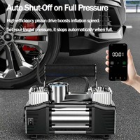 Gonfleur de pneus de voiture portable haute puissance 180W à double cylindre 60L/min haute pression en métal 12V avec affichage numérique et lumière d'urgence