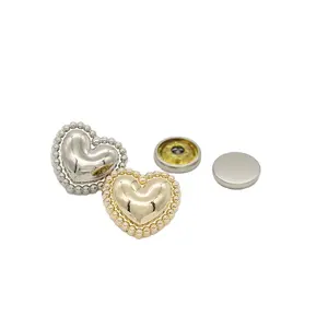 custom Metal smooth heart shape press buttons down jacket decoration exposure press stud metallic button for clothing