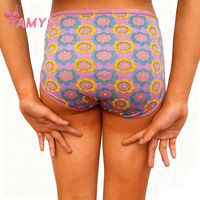 Amysi 30012 #   Culottes taille mi-haute pour femmes, style île, pour temps chaud, en tissu de soie de lait imprimé, pour filles, étudiantes, enfants, pas cher