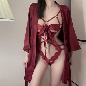 高品质缎面链条性感镂空女式定制徽标均码氨纶/涤纶三色内衣 - Product Image 1