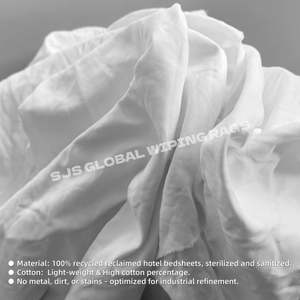 Chiffons de nettoyage blancs 100 % coton recyclé, boîte de 50 lb, chiffons en vrac blancs récupérés pour usage industriel - Product Image 4