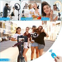 Anneau lumineux portable LED RVB de 10 pouces, lumière de remplissage à intensité variable pour la vidéo et la photographie, le maquillage et le téléphone avec trépied