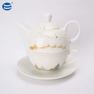 Wholesale Teapot And Cup Custom Design Ceramic Teapot Porcelain Coffee Tea Pot for One Tea Cup and Saucer Set