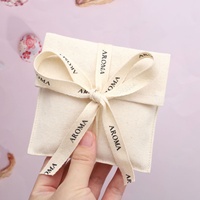 Pochette d'Emballage d'Enveloppe en Coton Biologique de Haute Qualité pour Bijoux, Peigne, Miroir, avec Ruban, Logo Personnalisé Imprimé, Sac en Mousseline