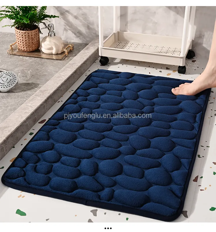 3D printing High frequency quick dry Non slip stereoscopic Cobblestone coral fleece Sandwich hot melt adhesive bottom bath mat