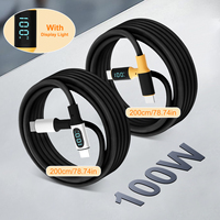 Cable USB C a USB C de 100W PD 5A con Pantalla Digital, 1.2M 2M, Cable de Carga Rápida TPE para iPhone 15, Samsung, Laptop, Tablet