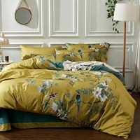 Ensemble de housse de couette en coton doux à 100% avec imprimé de fleurs et d'oiseaux de style jardin chinois, design réversible bleu paon, ensemble de literie 3 pièces