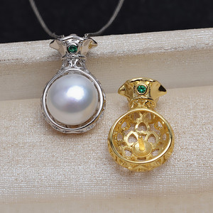 จี้เงินแท้ S925 ทำมือ สำหรับทำเครื่องประดับ DIY สร้อยคอถุงนำโชค พร้อมจี้ไข่มุก 9.5-10 มม. แบบโปร่ง 4237 ชิ้น - Product Image 1