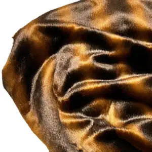 Customized Striped brown golden plush faux mink marten fur